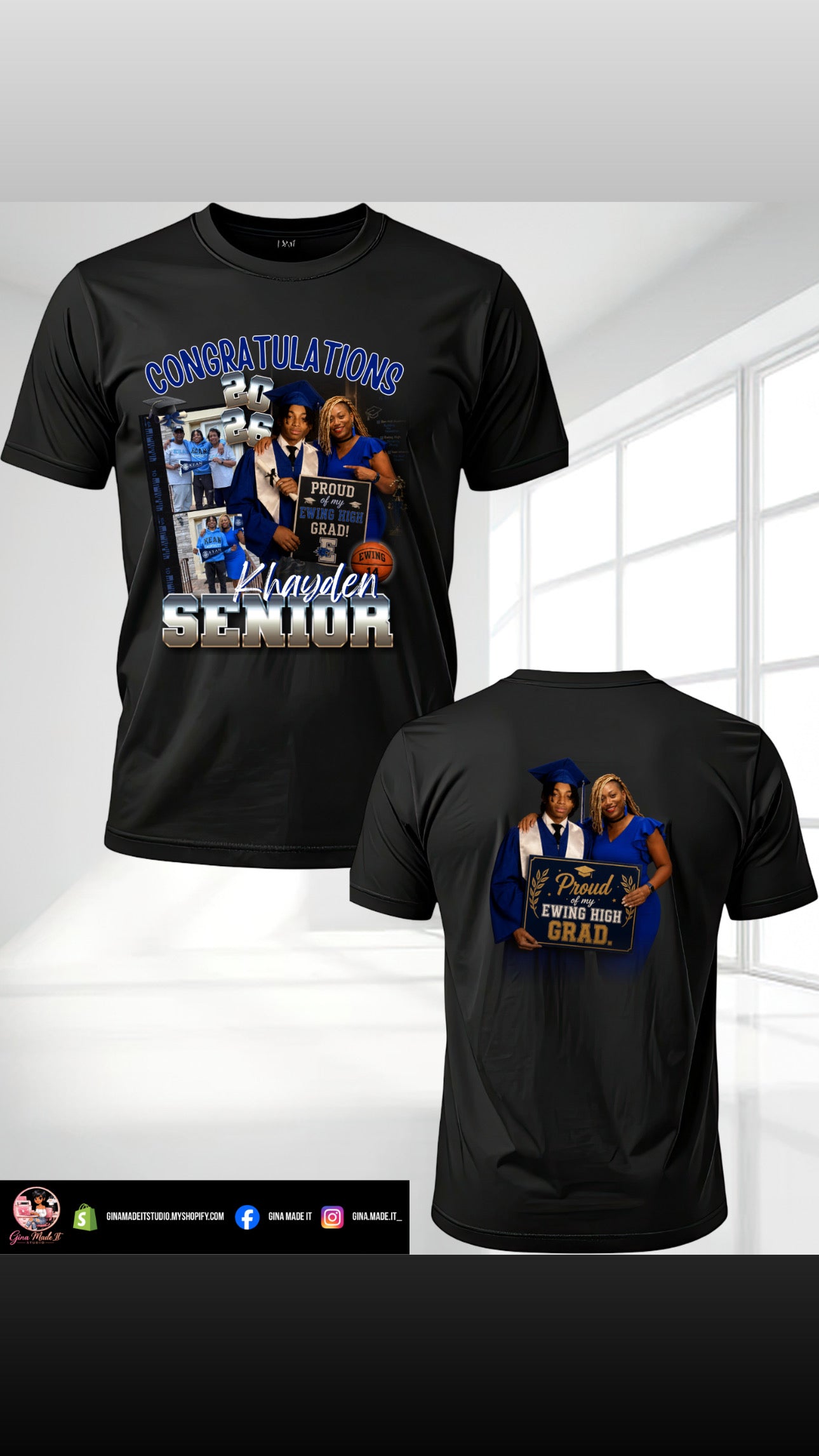 Custom Graduation Stole and 5 Shirts Bundle • Personalized Photo Graduation Outfit Package