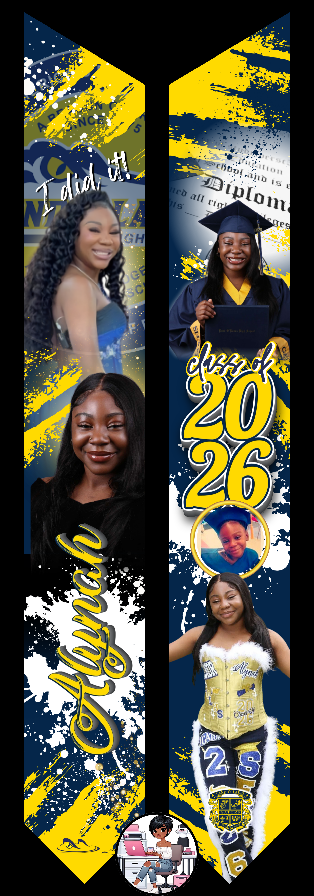 Custom Graduation Stole and 5 Shirts Bundle • Personalized Photo Graduation Outfit Package