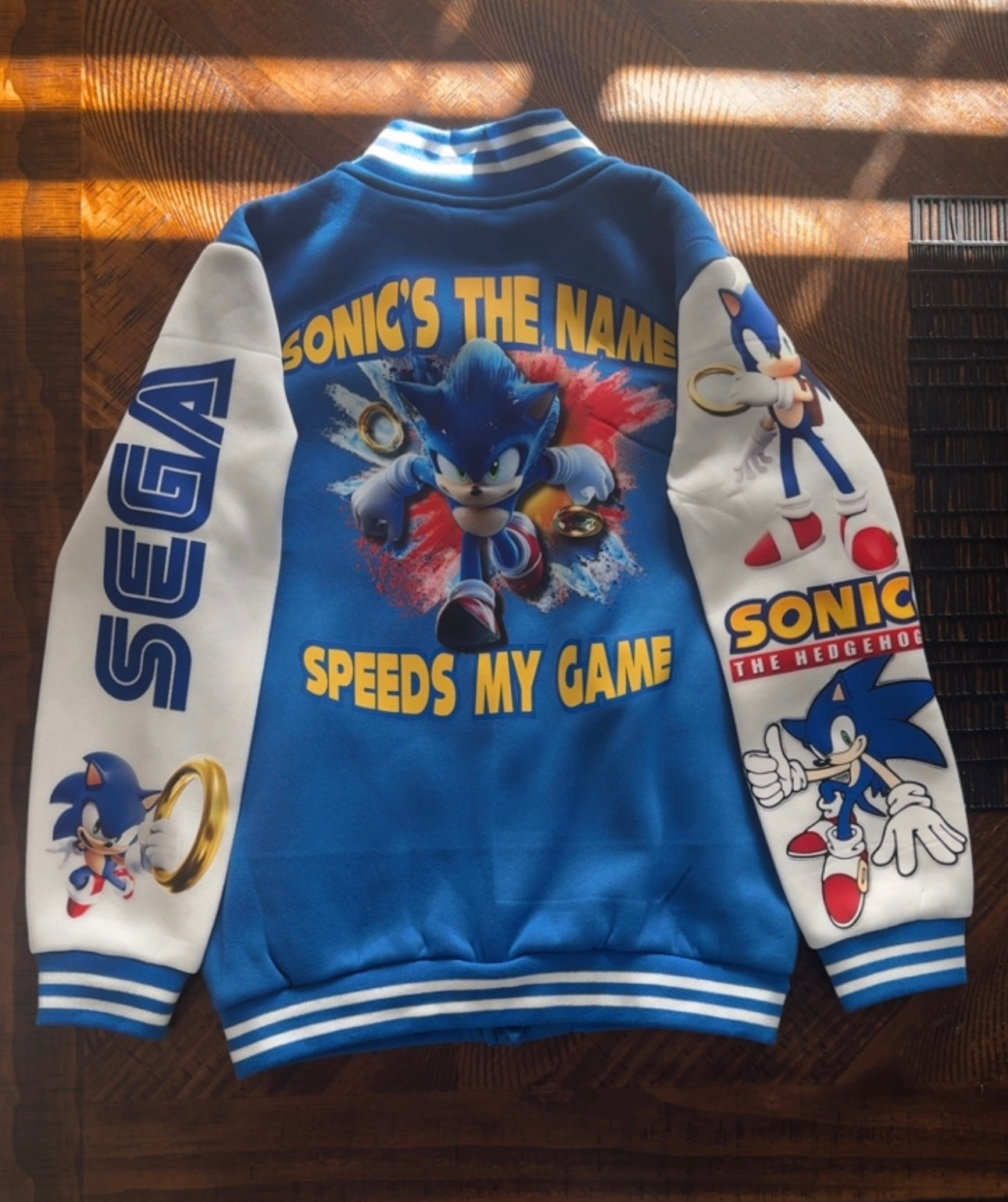 Youth Sonic Varsity Jacket – Cozy, Bold & Gamer