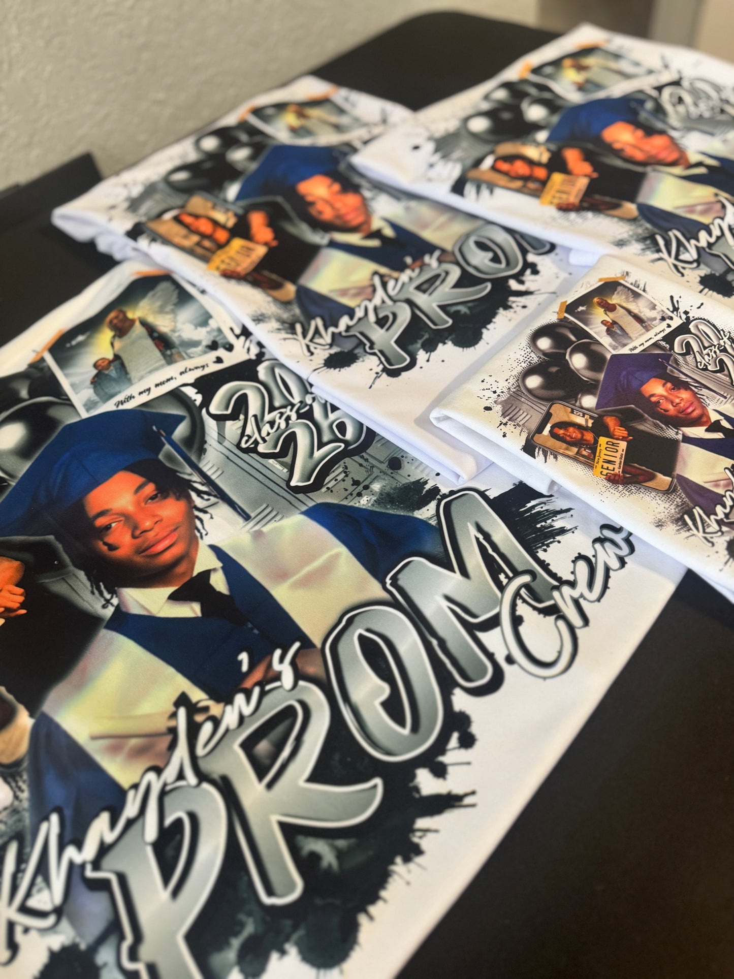 Custom Graduation Stole and 5 Shirts Bundle • Personalized Photo Graduation Outfit Package