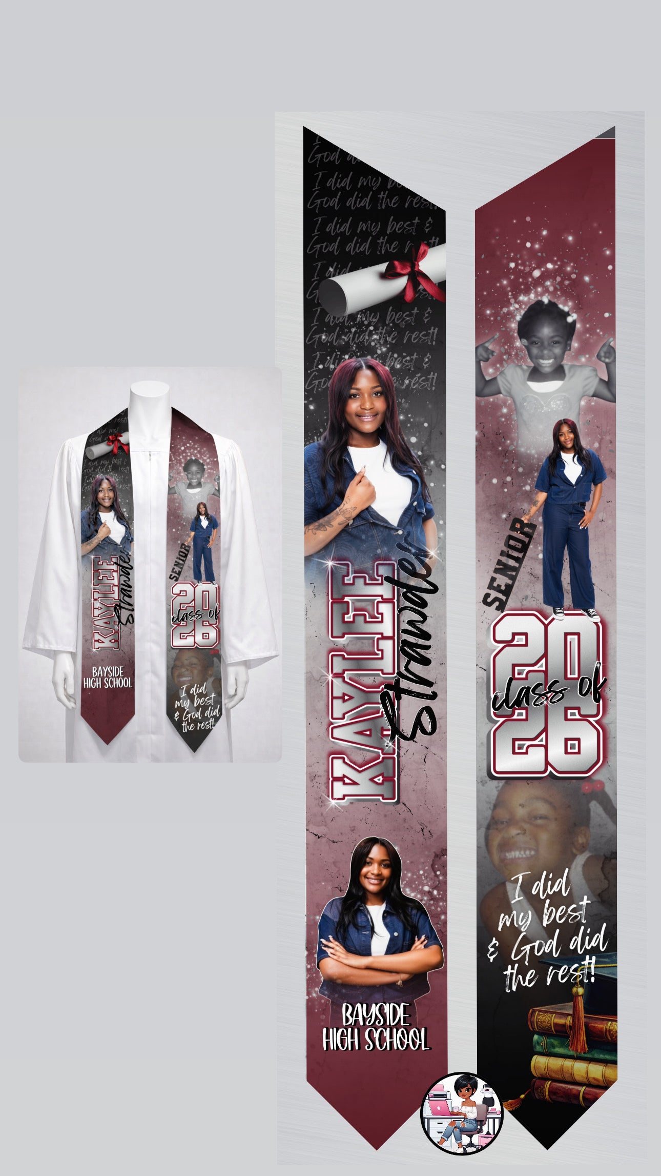Custom Graduation Stole – Personalized Photo Stole for Class of 2026