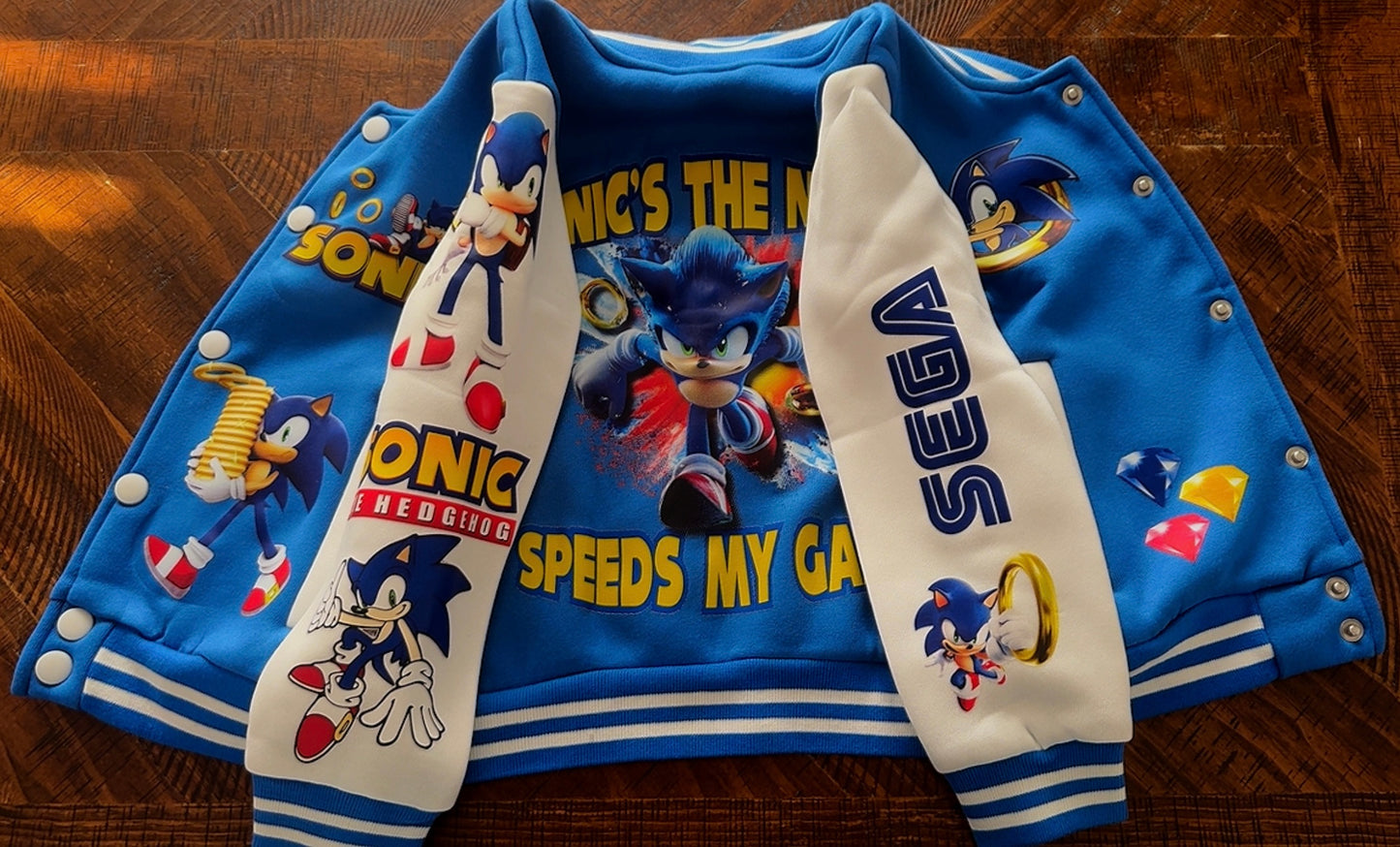 Youth Sonic Varsity Jacket – Cozy, Bold & Gamer