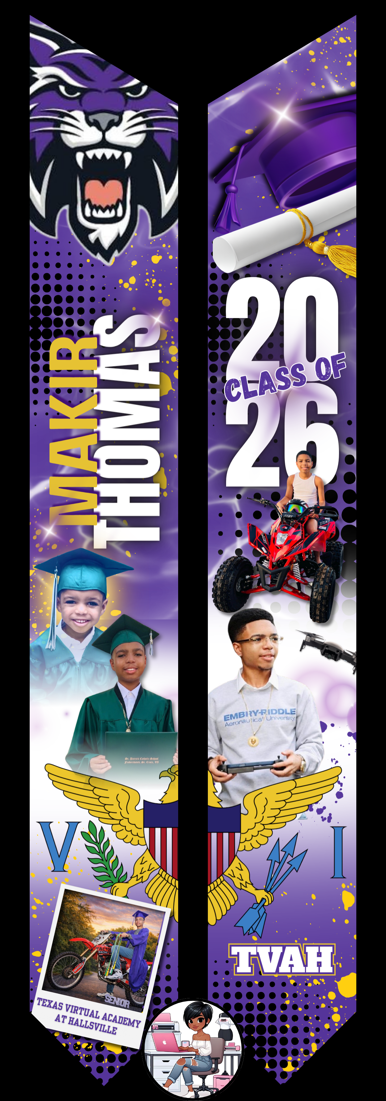 Custom Graduation Stole and 5 Shirts Bundle • Personalized Photo Graduation Outfit Package
