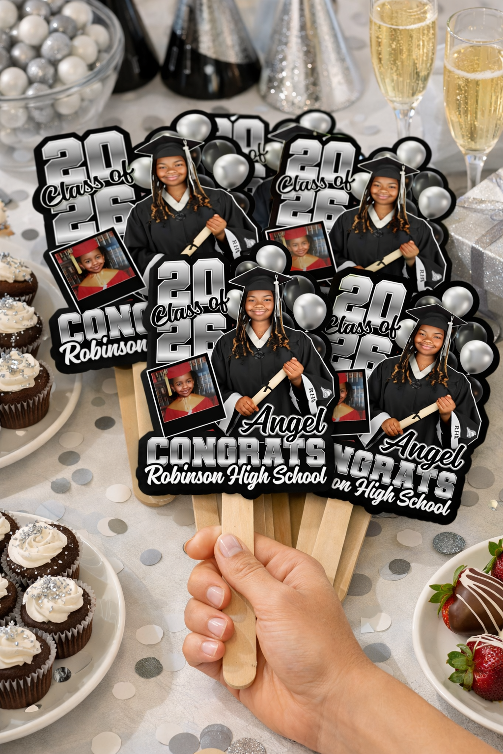 Custom Graduation Fans – 6.5” x 8.5”