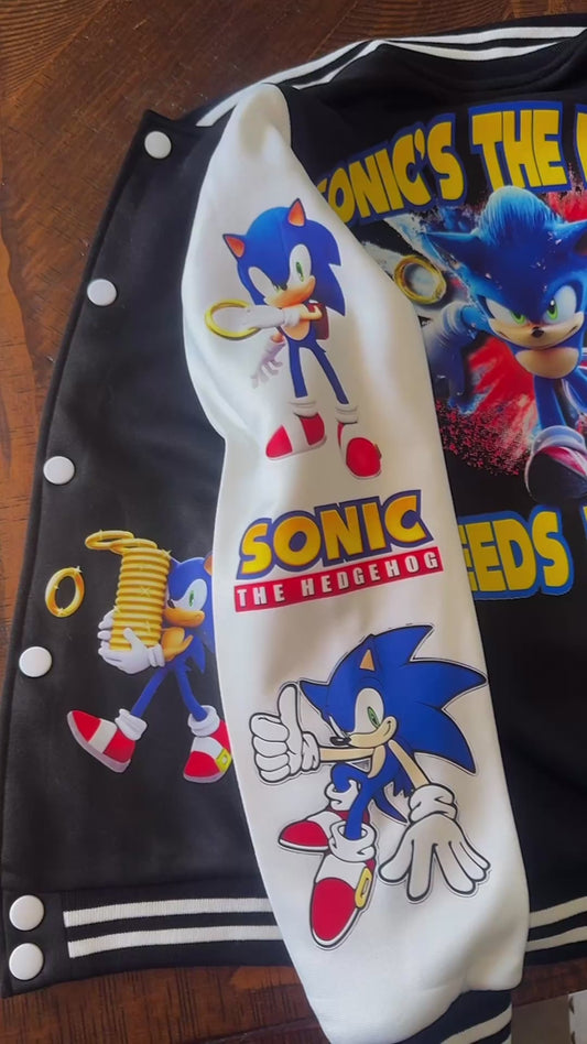 Youth Sonic Varsity Jacket – Cozy, Bold & Gamer